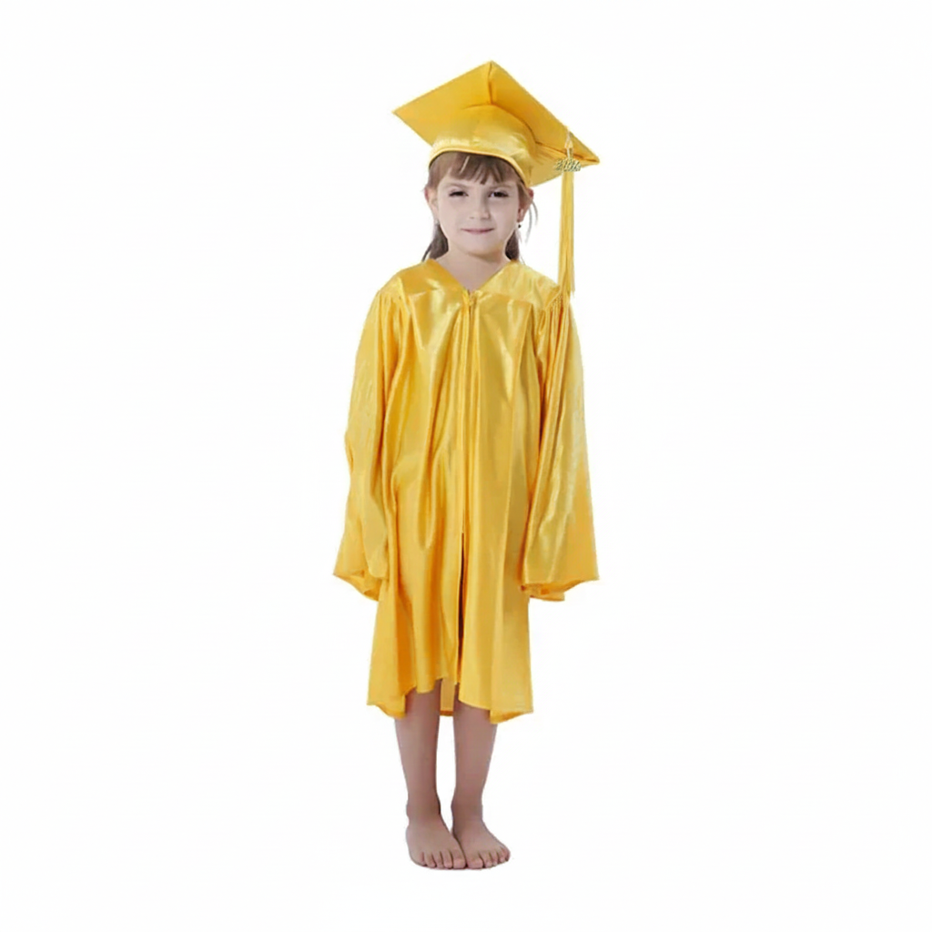 Shiny Kinder Gold Cap, Gown & Tassel for Graduation