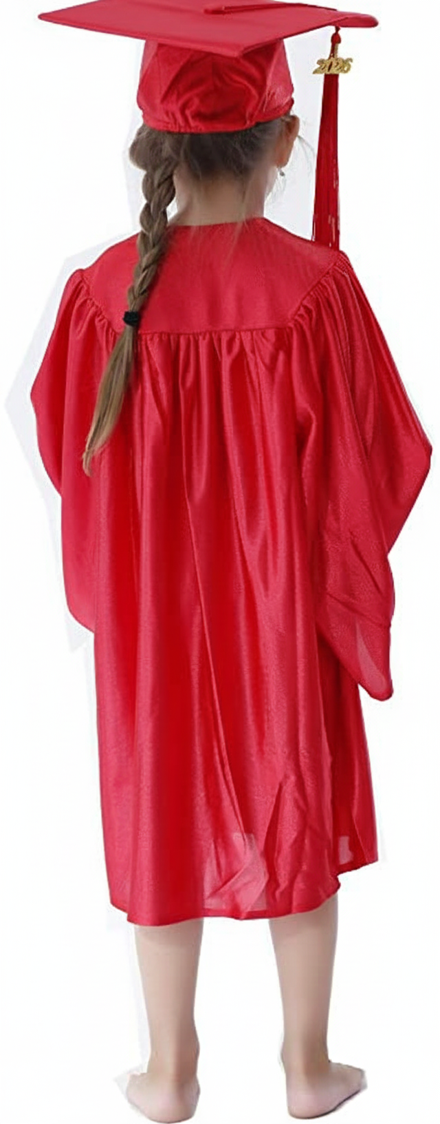 Shiny Kinder Red Cap, Gown & Tassel for Graduation