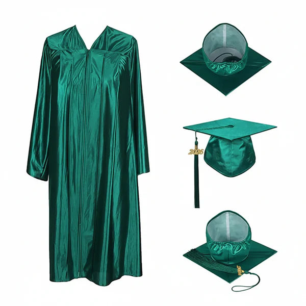 Susquehanna Valley Homeschool Cap & Gown Set – Shiny Hunter Green with Matching Tassel & Gold 2026 Charm