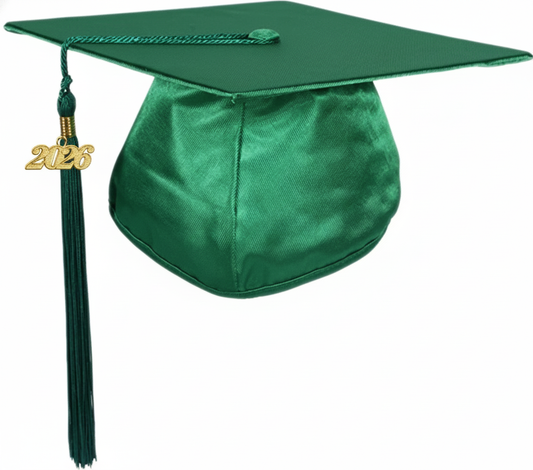 Shiny Kelly Green Graduation Cap and Tassel