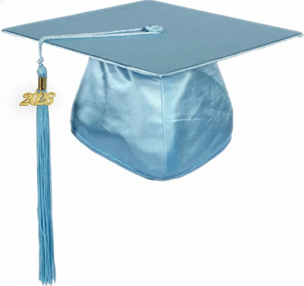 Shiny Light Blue Graduation Cap
