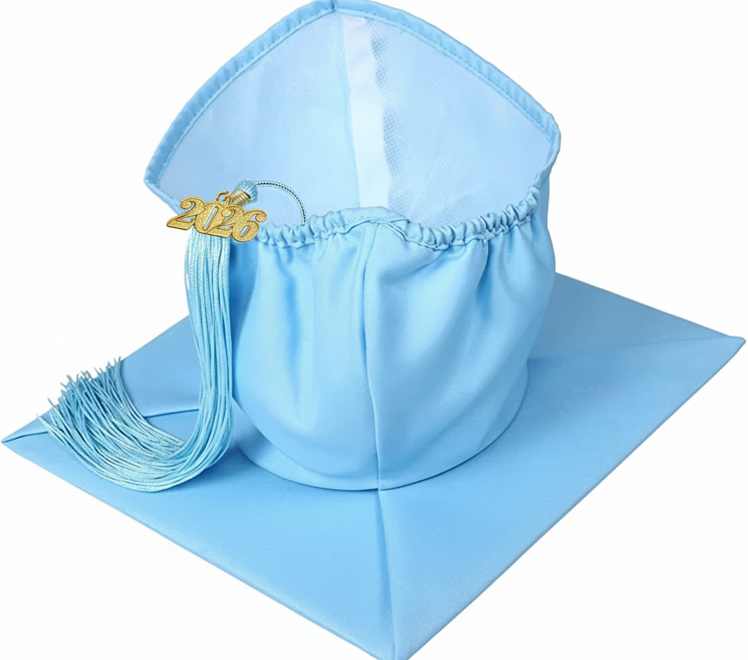 Shiny Light Blue Graduation Cap