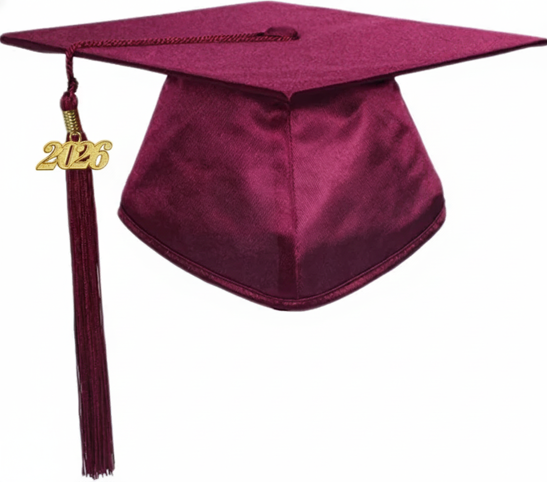 Shiny Maroon Graduation Cap