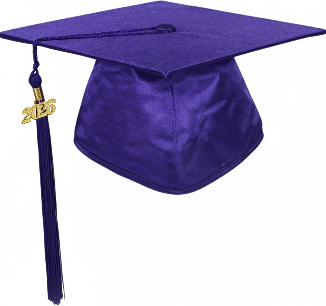 Shiny Purple Graduation Cap and Tassel