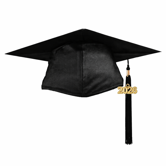 Shiny Black Graduation Cap and Tassel