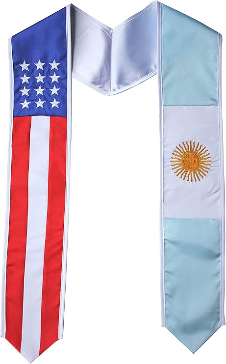 Argentina/USA Flag Graduation Stole - Flag Sashes for Graduates