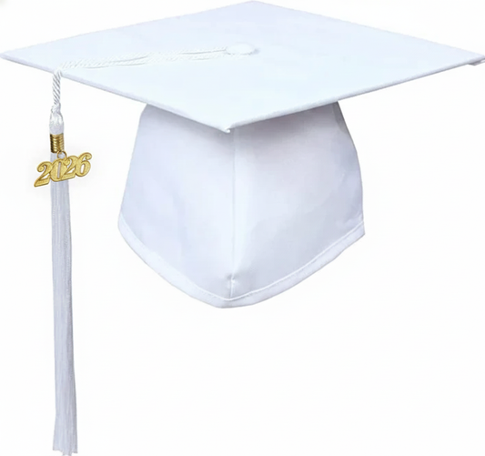 Matte White Graduation Cap and Tassel