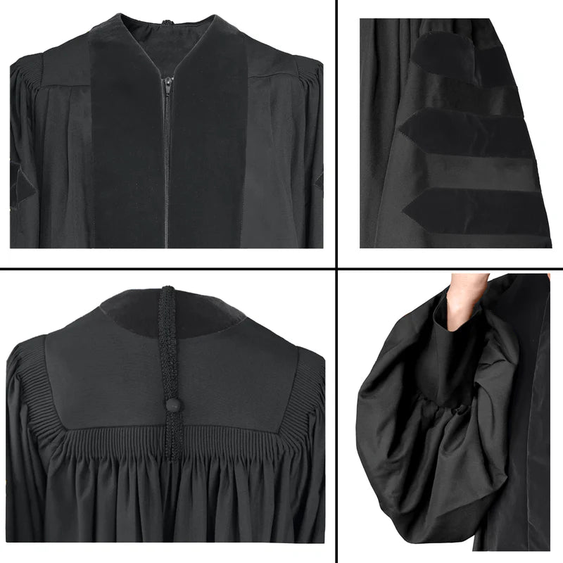 Black Deluxe Doctoral Gown - No Piping