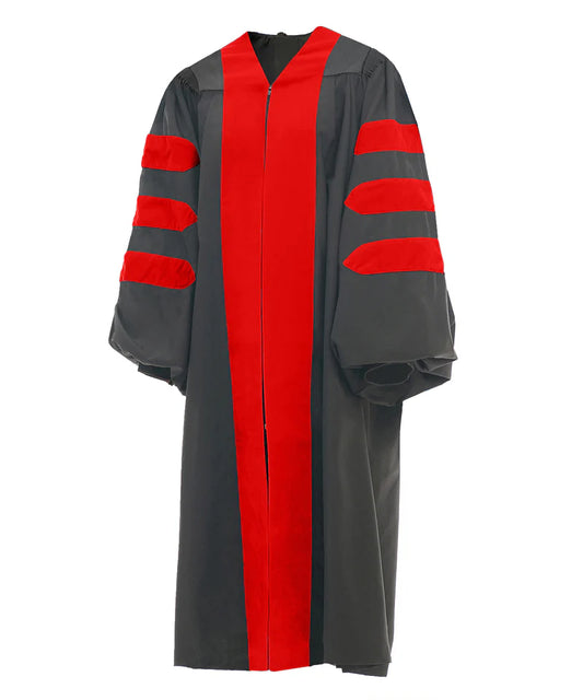 Deluxe Doctoral Gown - No Piping - Red, Black or Royal