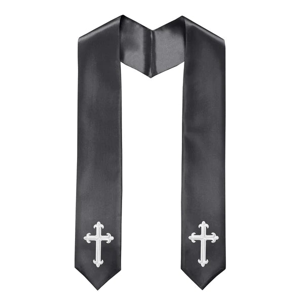 60" CHOIR STOLE WITH WHITE OR GOLD CROSS EMBROIDERY