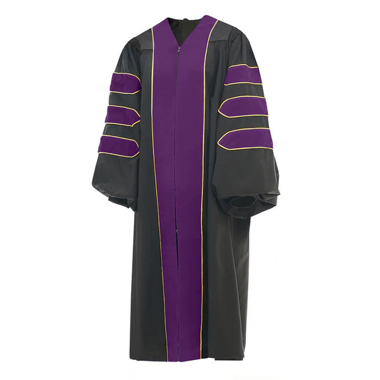 Purple Deluxe Doctoral Gown with Gold Piping - Academic Regalia
