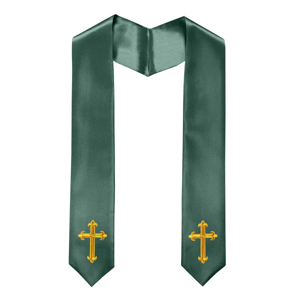 60" CHOIR STOLE WITH WHITE OR GOLD CROSS EMBROIDERY