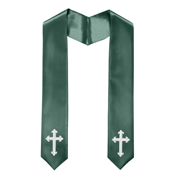 60" CHOIR STOLE WITH WHITE OR GOLD CROSS EMBROIDERY