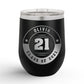 Personalized Retro Graduation Badge 12oz Insulated Wine Tumbler Insulated Tumbler Sam + Zoey Black 