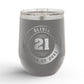 Personalized Retro Graduation Badge 12oz Insulated Wine Tumbler Insulated Tumbler Sam + Zoey Dark Gray 