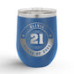 Personalized Retro Graduation Badge 12oz Insulated Wine Tumbler Insulated Tumbler Sam + Zoey Royal Blue 