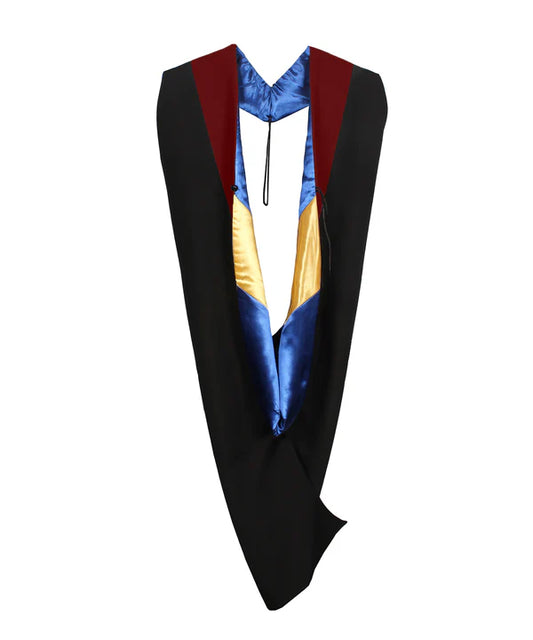 Master Hood - Maroon Velvet - Royal Blue Lining - Gold Chevron