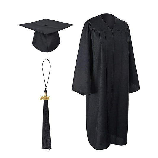 Matte Black Cap, Gown and Tassel