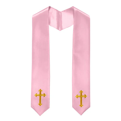 60" CHOIR STOLE WITH WHITE OR GOLD CROSS EMBROIDERY
