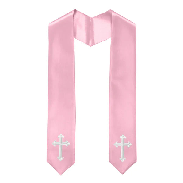 60" CHOIR STOLE WITH WHITE OR GOLD CROSS EMBROIDERY
