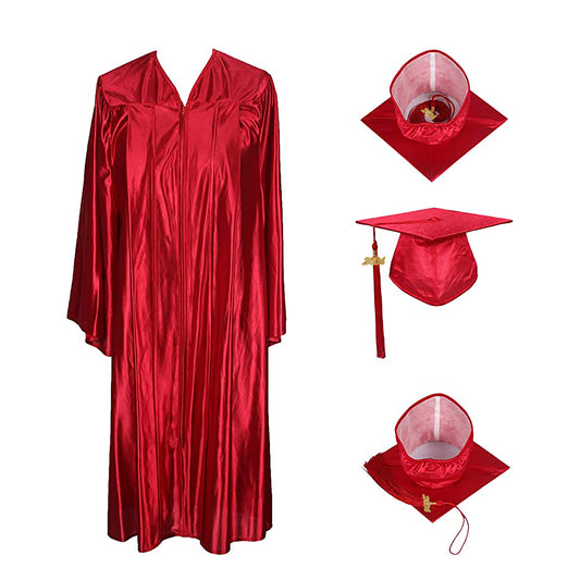 Shiny Red Cap, Gown & Tassel
