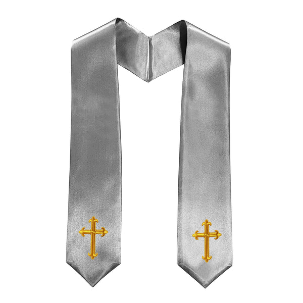 60" CHOIR STOLE WITH WHITE OR GOLD CROSS EMBROIDERY