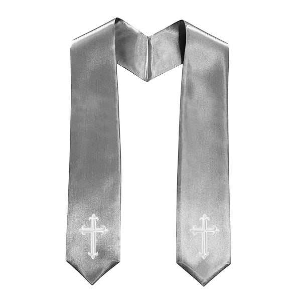 60" CHOIR STOLE WITH WHITE OR GOLD CROSS EMBROIDERY