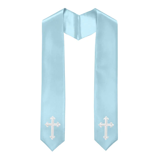 60" CHOIR STOLE WITH WHITE OR GOLD CROSS EMBROIDERY