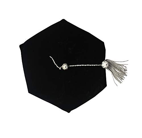 6-Sided Black Hexagon Doctoral Tam with Silver Tassel