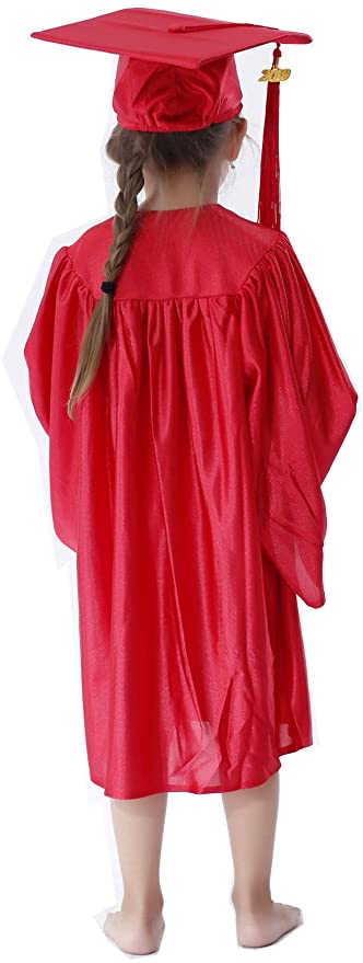 Shiny Kinder Red Cap, Gown & Tassel