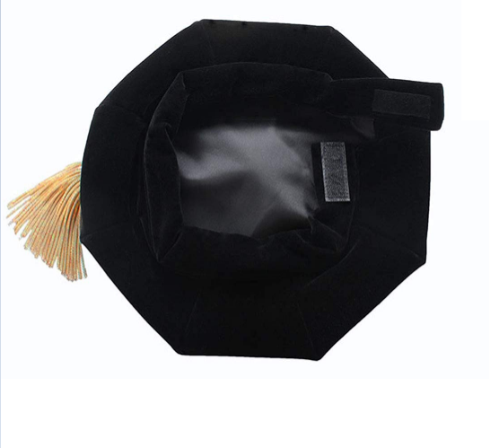 Octagon Doctoral or Faculty Tam - 8 sided Velvet Tam with Velvet Hem