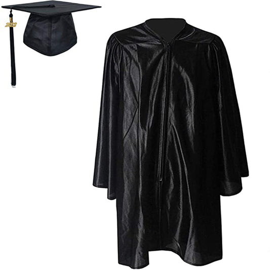 Shiny Kinder Black Cap, Gown & Tassel