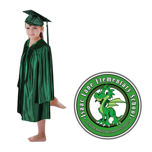 Isaac Lane Elementary School - Shiny Hunter Green Cap, Gown & Tassel