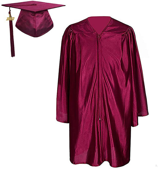 Shiny Kinder Maroon Cap, Gown & Tassel