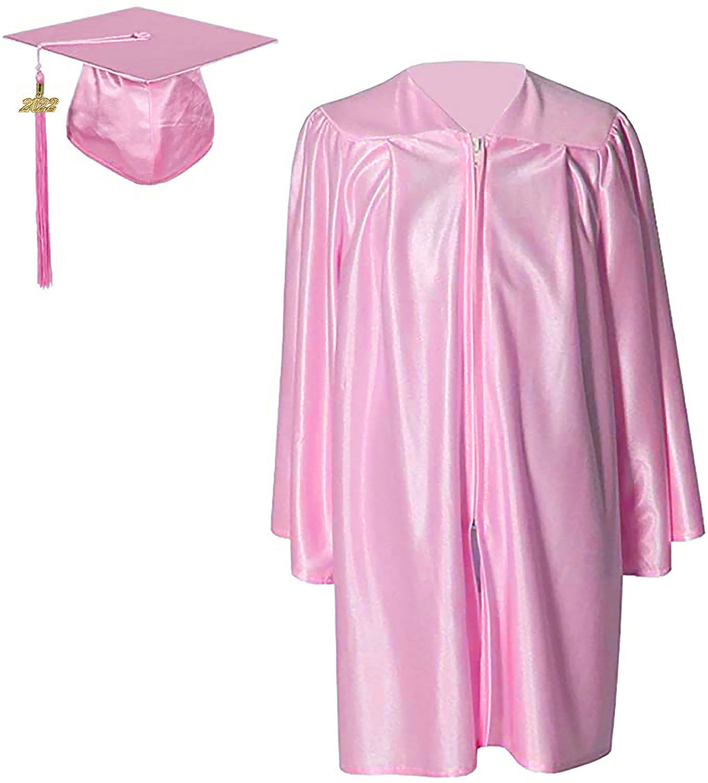 Shiny Kinder Pink Cap, Gown & Tassel