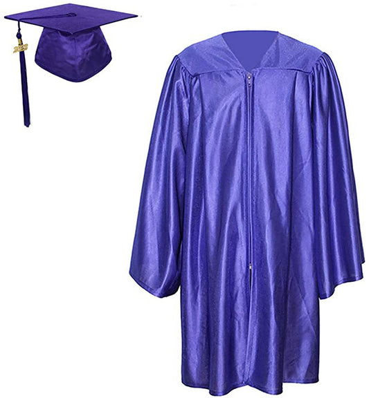 Shiny Kinder Purple Cap, Gown & Tassel