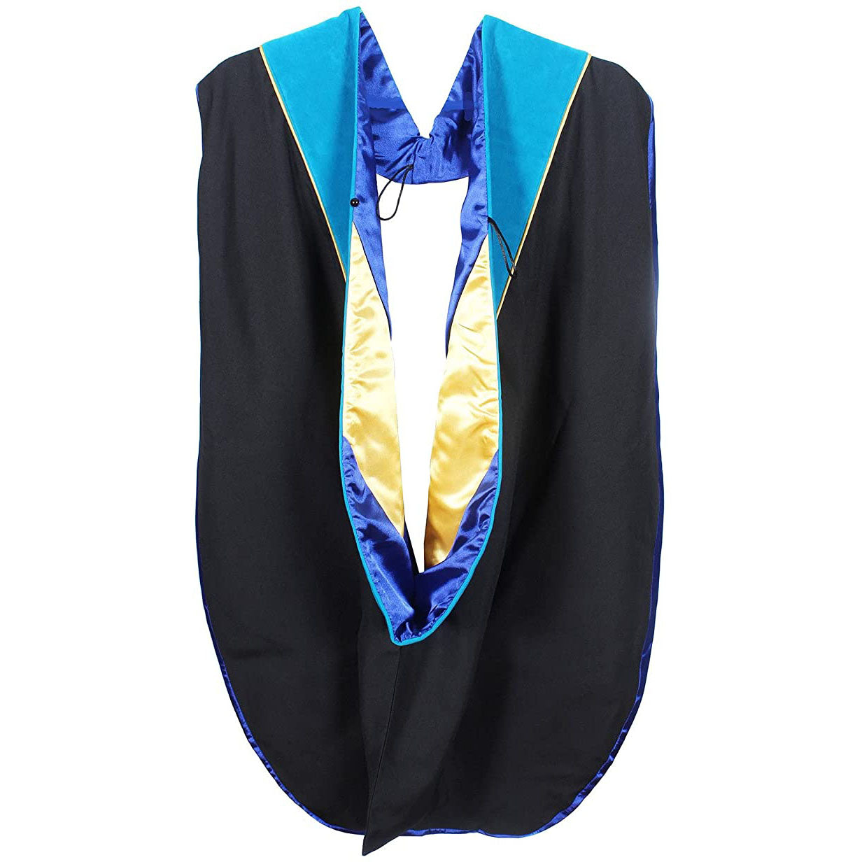 Doctorate Hood - Peacock Blue Velvet - Royal Blue Lining - Gold Chevron - Gold Piping