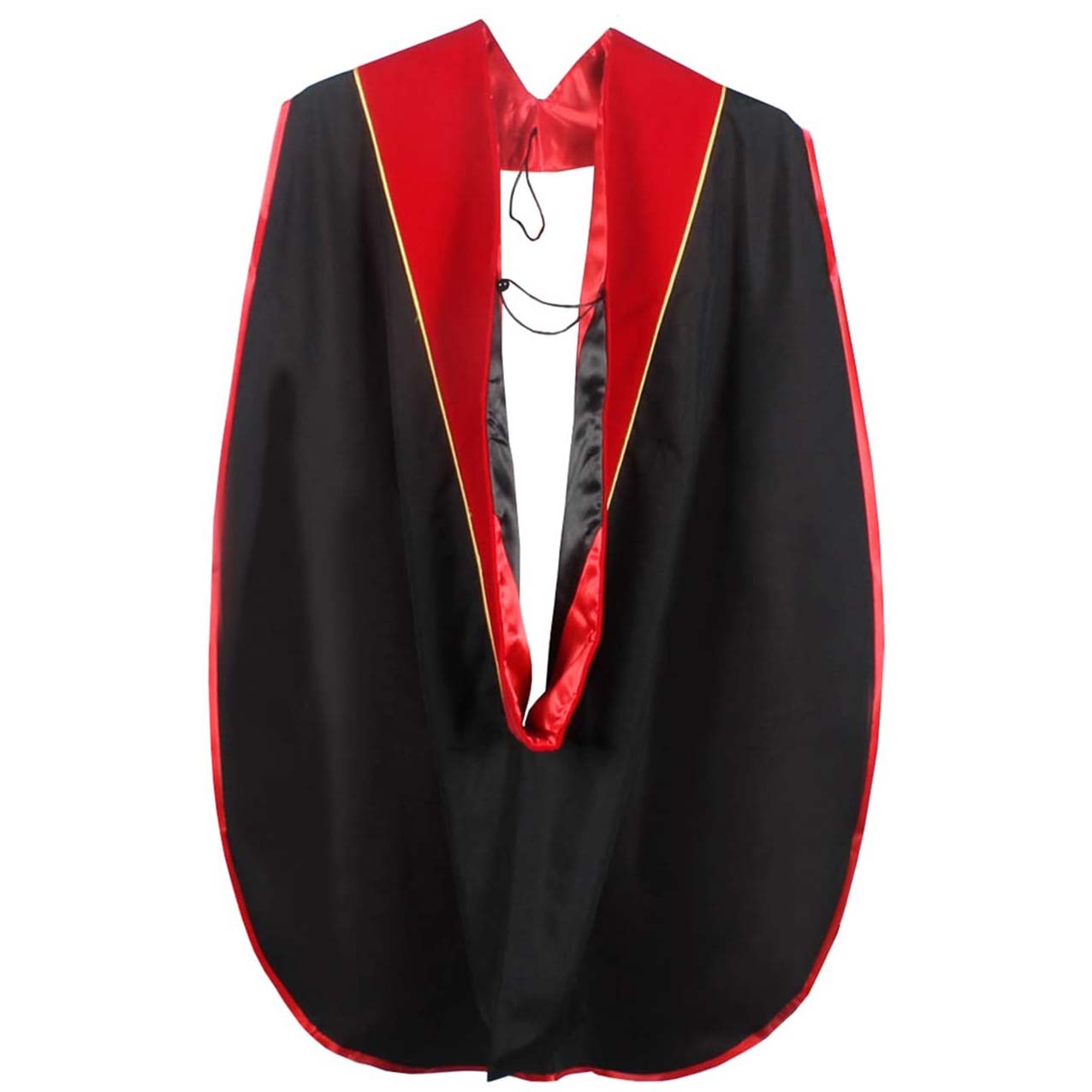 Doctorate Hood - Red Velvet - Red Lining - Black Chevron - Gold Piping