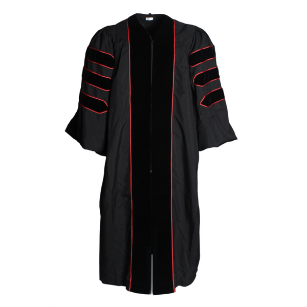 red and black graduation dress Deluxe Doctoral Gown with Piping | Cap Gown Direct Doctoral Gown - 5'6