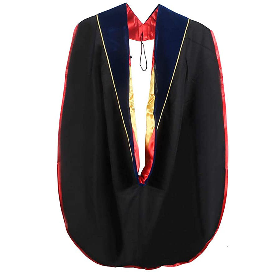 Doctorate Hood - Royal Blue Velvet - Red Lining - Gold Chevron - Gold Piping