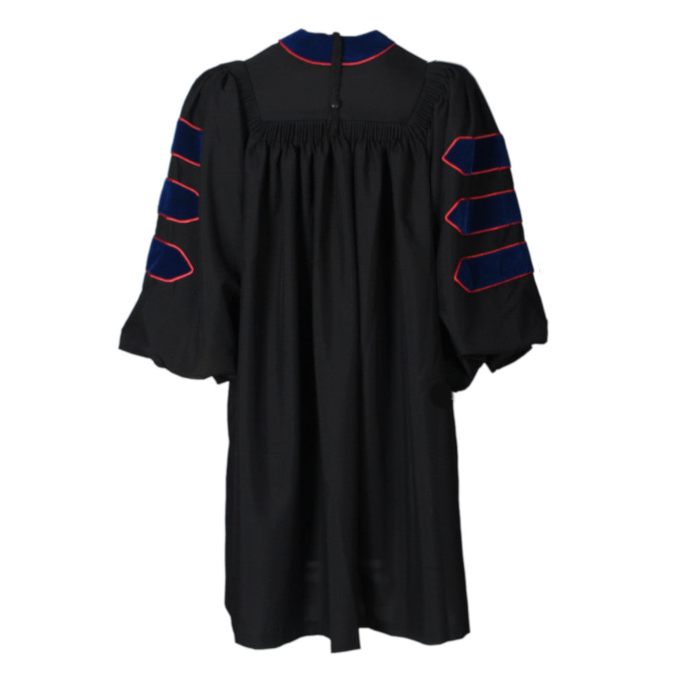 Deluxe Royal Blue Doctoral Gown with Red Piping