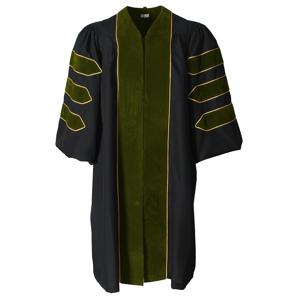 Deluxe Sage Olive Green Doctoral Gown with Gold Piping