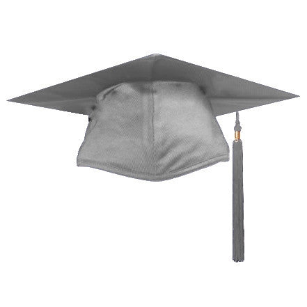 Shiny Silver Graduation Cap and Tassel