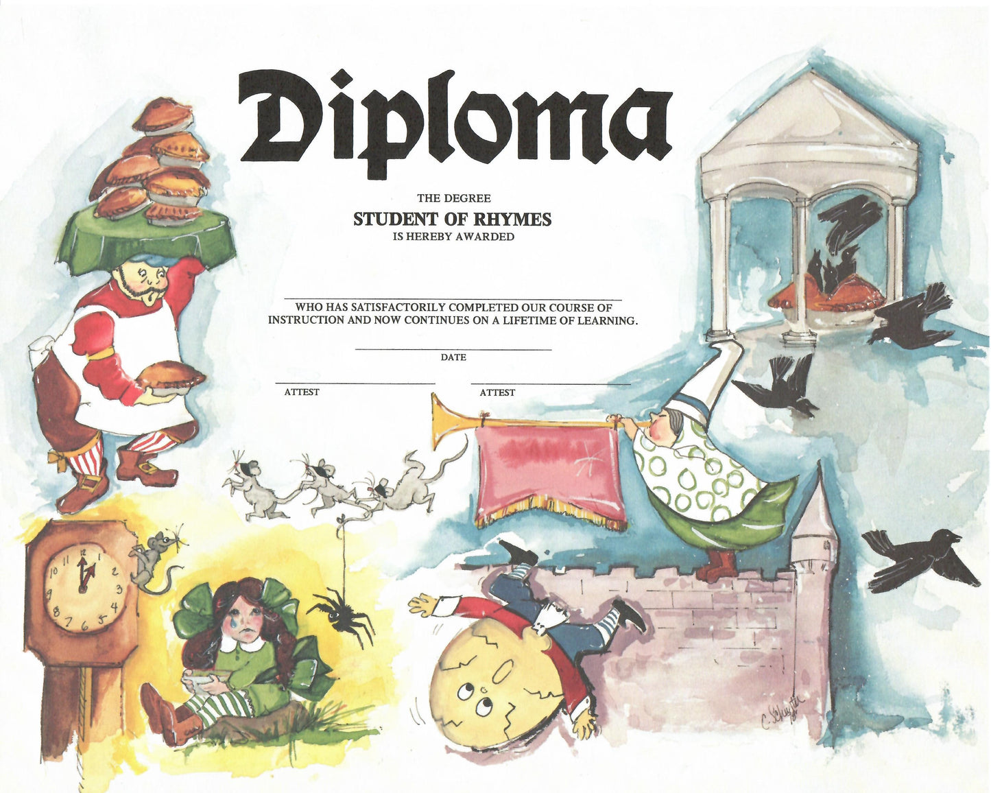Student of Rhymes Diploma Insert 10"*8"