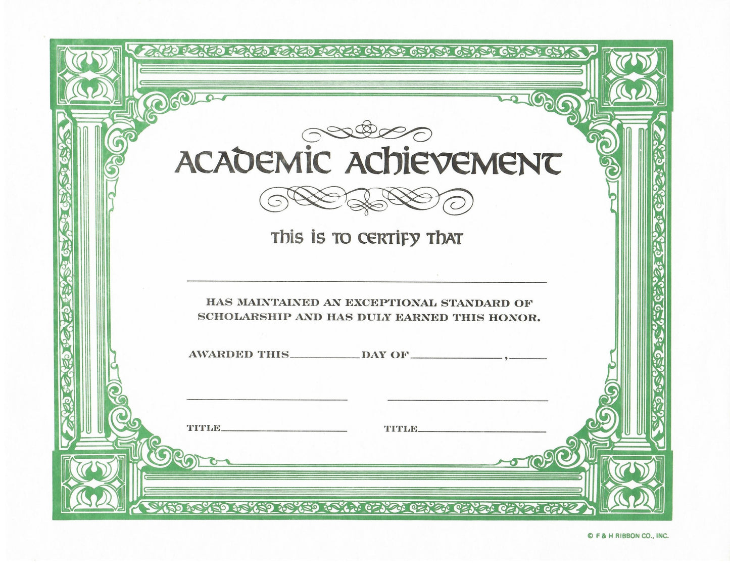 Academic Achievements Certificate Insert 11" * 8.5"