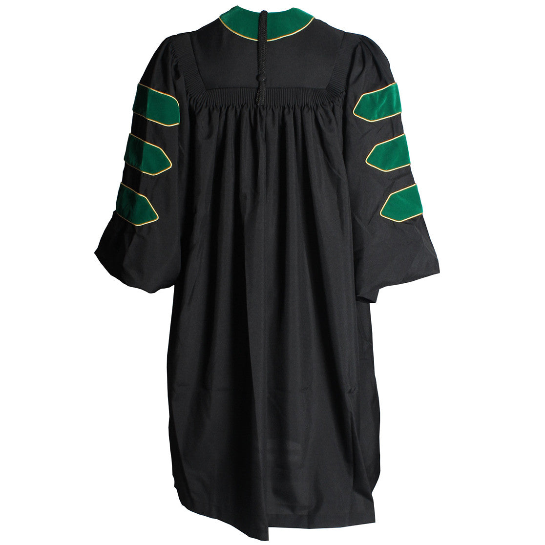 Deluxe Emerald/Hunter Green Doctoral Gown with Gold Piping