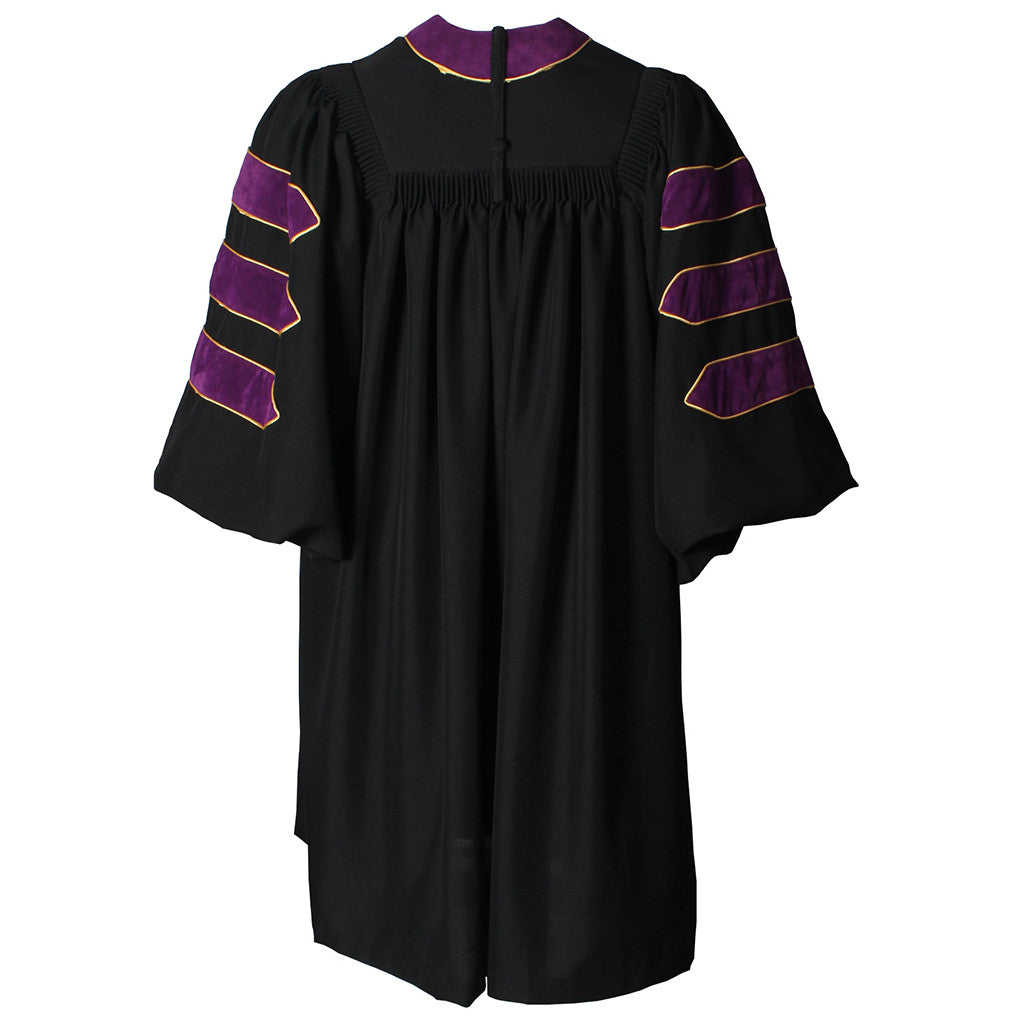 Deluxe Purple Doctoral Gown with Gold Piping