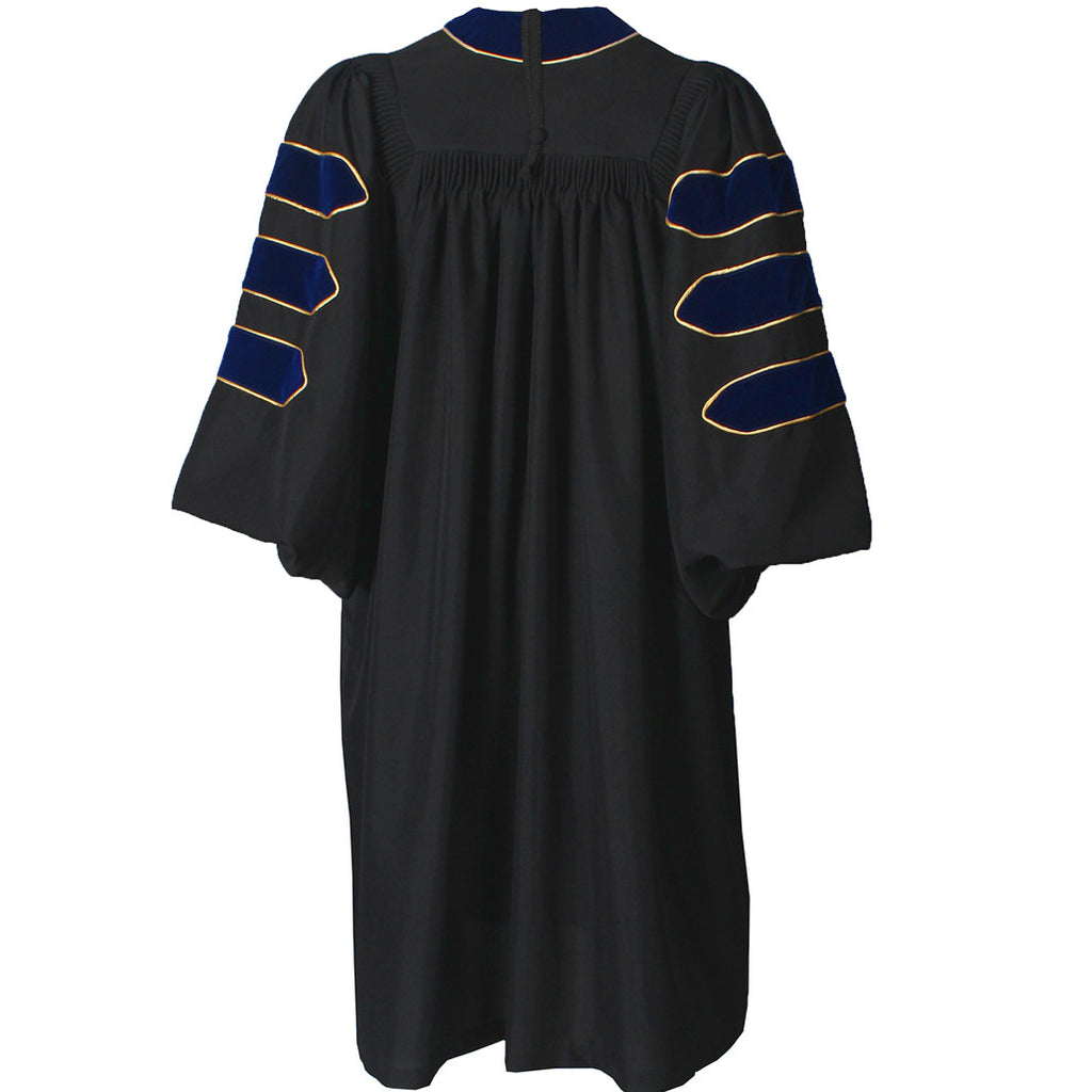 Deluxe Royal Blue Doctoral Gown with Gold Piping