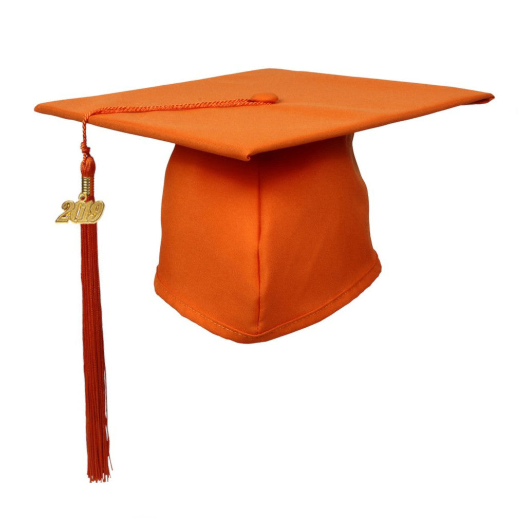 Matte Orange Graduation Cap and Tassel