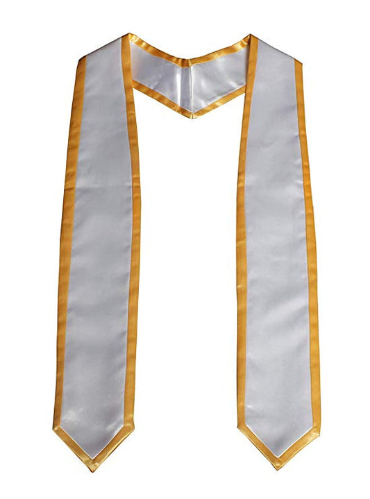 Deluxe White Stole with Gold Trim 72"